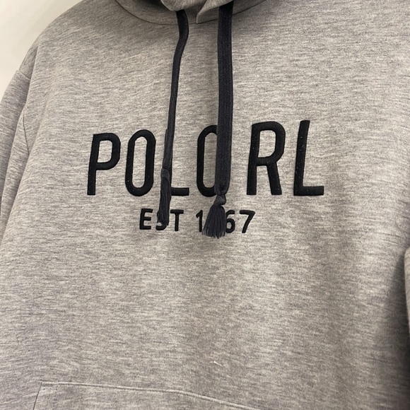 Polo Ralph Lauren Men's Grey Embossed Logo Double Knit Hoodie size S - Picture 3 of 5